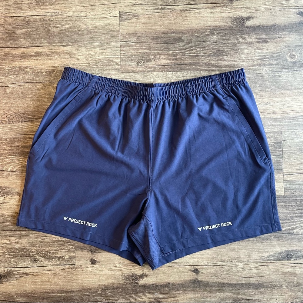 Under Armour Project‎ Rock Shorts Mens Size XL Navy Blue Ultimate 5" Training